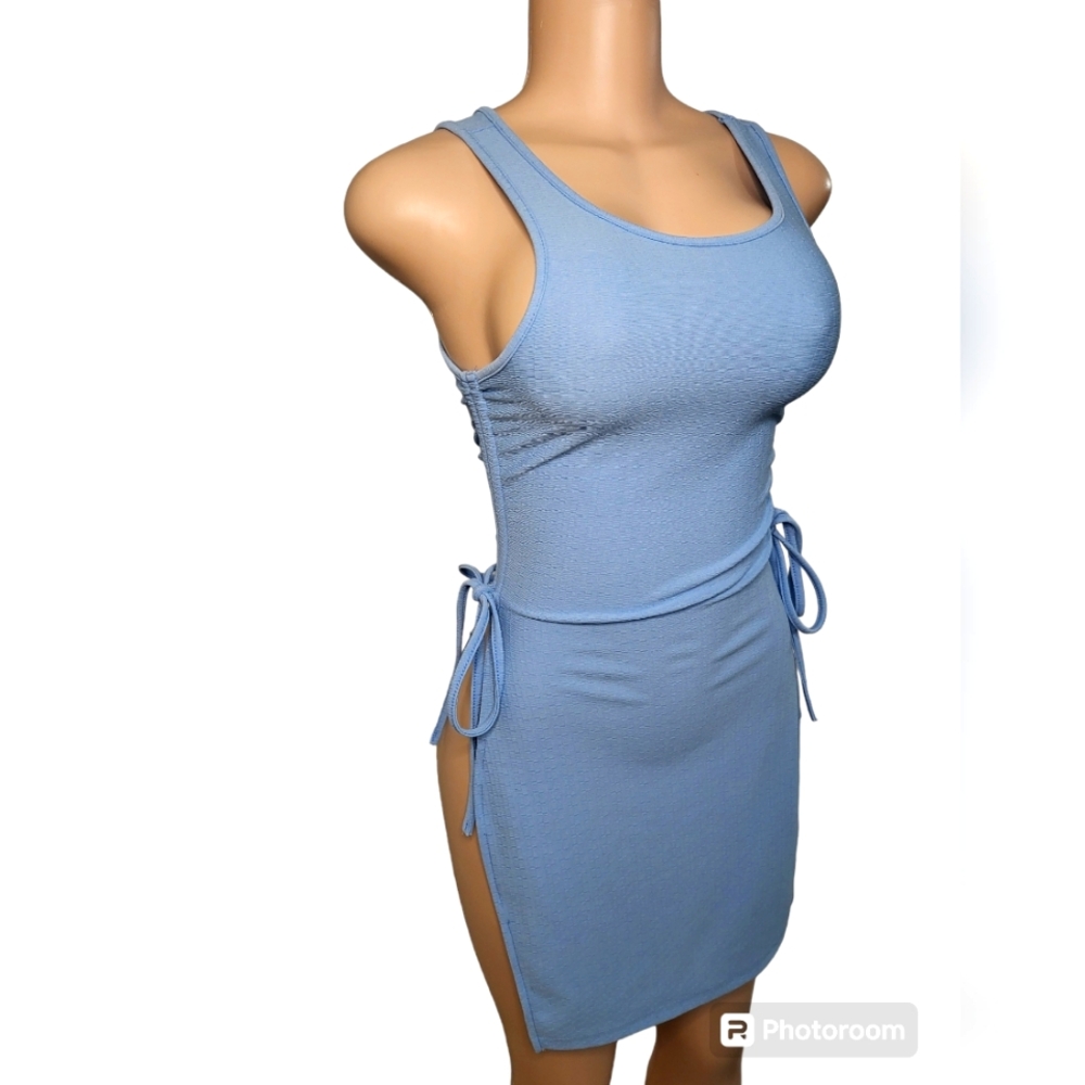SHEIN Drawstring Side Split Ruched Bodycon Dress - Picture 1 of 12